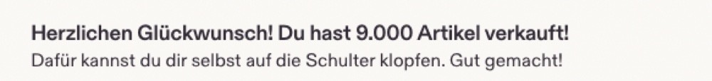 Etsy-Meldung: Herzlichen Glückwunsch! Du hast 9.000 Artikel verkauft!